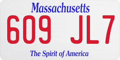 MA license plate 609JL7