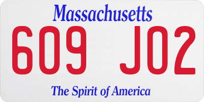 MA license plate 609JO2
