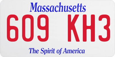 MA license plate 609KH3