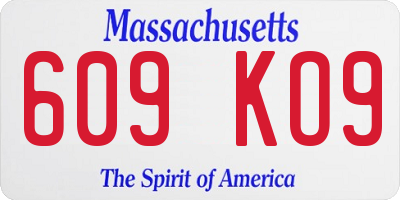 MA license plate 609KO9