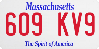 MA license plate 609KV9
