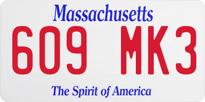 MA license plate 609MK3