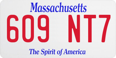 MA license plate 609NT7