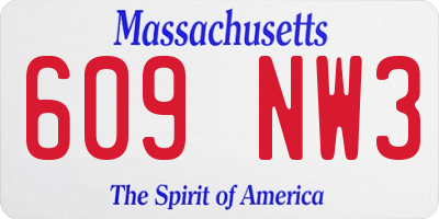 MA license plate 609NW3