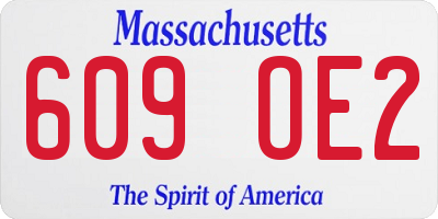 MA license plate 609OE2