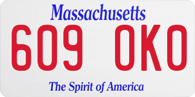 MA license plate 609OK0