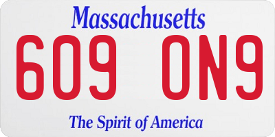 MA license plate 609ON9