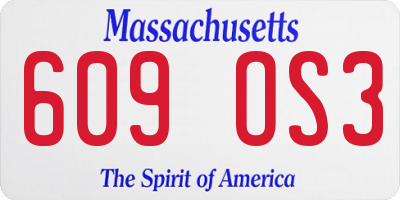 MA license plate 609OS3