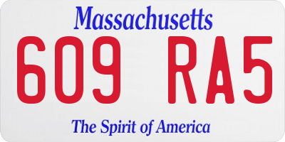 MA license plate 609RA5