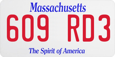 MA license plate 609RD3