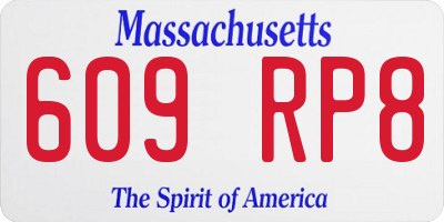 MA license plate 609RP8