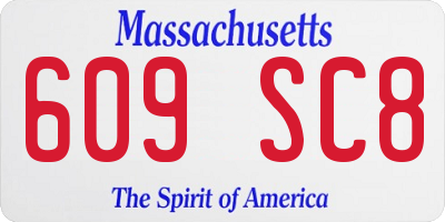 MA license plate 609SC8