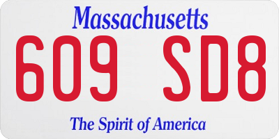 MA license plate 609SD8