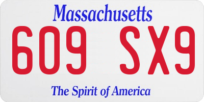 MA license plate 609SX9