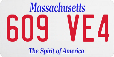 MA license plate 609VE4