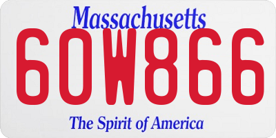 MA license plate 60W866
