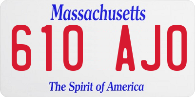 MA license plate 610AJ0