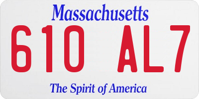 MA license plate 610AL7