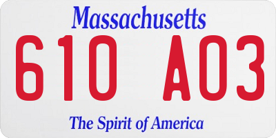 MA license plate 610AO3