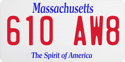 MA license plate 610AW8