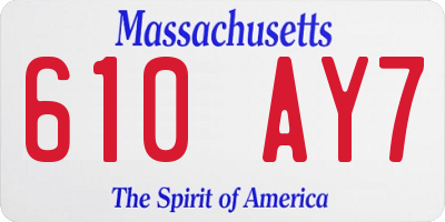 MA license plate 610AY7