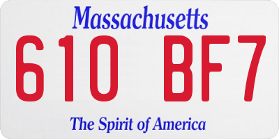 MA license plate 610BF7