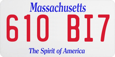 MA license plate 610BI7