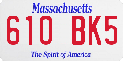 MA license plate 610BK5