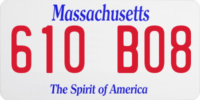 MA license plate 610BO8