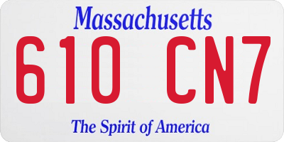 MA license plate 610CN7