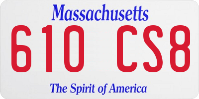 MA license plate 610CS8