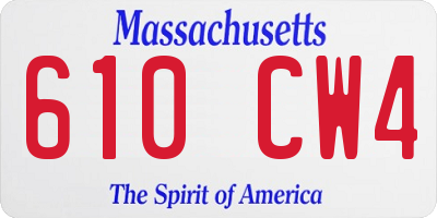 MA license plate 610CW4