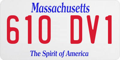 MA license plate 610DV1