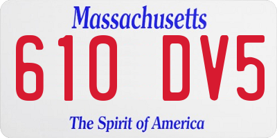 MA license plate 610DV5