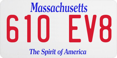 MA license plate 610EV8