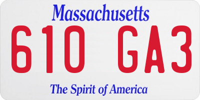 MA license plate 610GA3