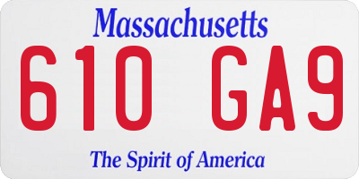 MA license plate 610GA9