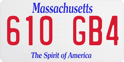 MA license plate 610GB4