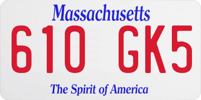 MA license plate 610GK5