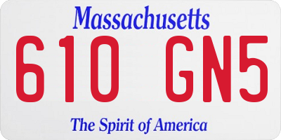 MA license plate 610GN5