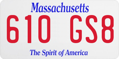 MA license plate 610GS8