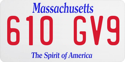 MA license plate 610GV9
