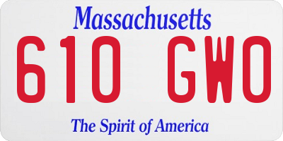 MA license plate 610GW0