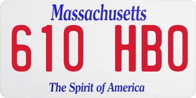 MA license plate 610HB0