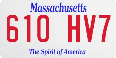 MA license plate 610HV7