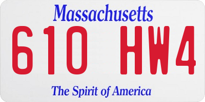 MA license plate 610HW4