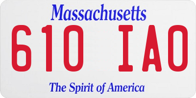 MA license plate 610IA0