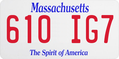 MA license plate 610IG7
