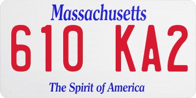MA license plate 610KA2