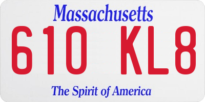MA license plate 610KL8